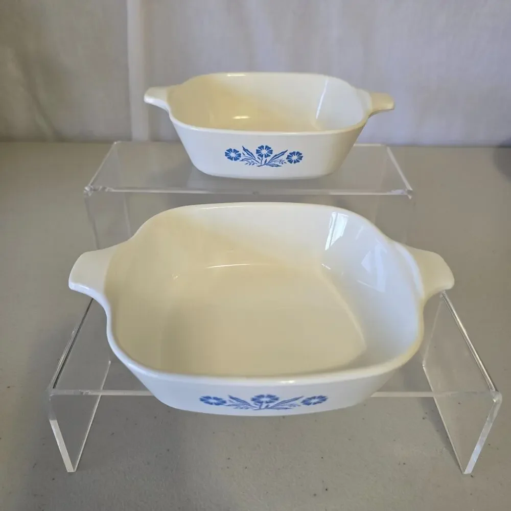 VTG Corning Ware P-41 Petite Pans 2 Blue Cornflower Mini USA Set Of 2